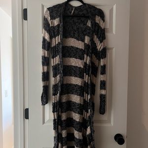 striped blue and tan free people sweater